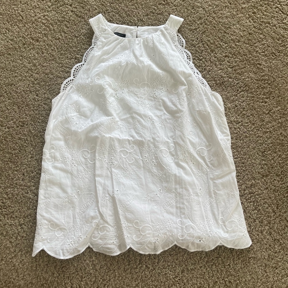 Talbots White Scallop Halter Top